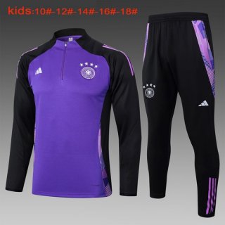 Niños Sudadera De Training Alemania 2024-2025 Purpura Negro 3 Niños Sudadera De Training Alemania 2024-2025 Purpura Negro 3