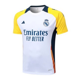 Camiseta Entrenamiento Real Madrid 2024-2025 Blanco Amarillo Camiseta Entrenamiento Real Madrid 2024-2025 Blanco Amarillo