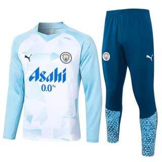 Sudadera De Training Manchester City 2024-2025 Blanco Azul Sudadera De Training Manchester City 2024-2025 Blanco Azul