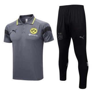Polo Borussia Dortmund Conjunto Completo 2023-2024 Gris Negro Polo Borussia Dortmund Conjunto Completo 2023-2024 Gris Negro