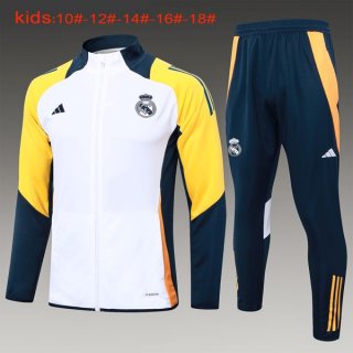 Niños Chandal Real Madrid 2024-2025 Blanco Amarillo 3 Niños Chandal Real Madrid 2024-2025 Blanco Amarillo 3