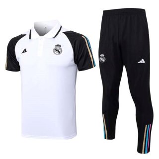 Polo Real Madrid Conjunto Completo 2023-2024 Blanco Negro Polo Real Madrid Conjunto Completo 2023-2024 Blanco Negro