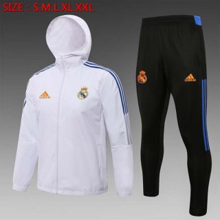 Rompevientos Real Madrid Conjunto Completo 2022 Blanco Negro Rompevientos Real Madrid Conjunto Completo 2022 Blanco Negro