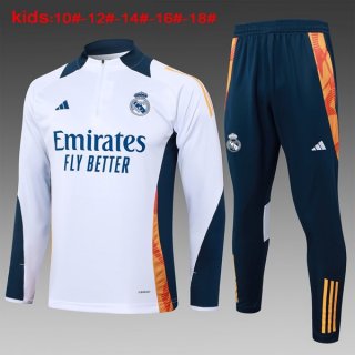 Niños Sudadera De Training Real Madrid 2024-2025 Blanco Azul 3 Niños Sudadera De Training Real Madrid 2024-2025 Blanco Azul 3