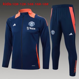 Niños Chandal Manchester United 2024-2025 Azul Naranja 3 Niños Chandal Manchester United 2024-2025 Azul Naranja 3