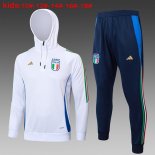 Niños Sudadera Con Capucha Italia 2024-2025 Blanco 3