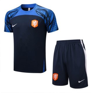 Camiseta Entrenamiento Países Bajos Conjunto Completo 2022-2023 Negro Azul Camiseta Entrenamiento Países Bajos Conjunto Completo 2022-2023 Negro Azul