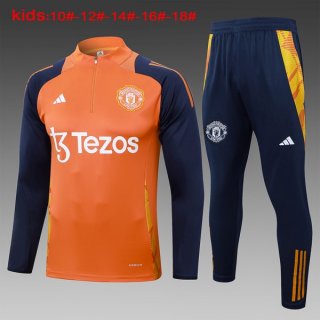 Niños Sudadera De Training Manchester United 2024-2025 Naranja Azul 3 Niños Sudadera De Training Manchester United 2024-2025 Naranja Azul 3