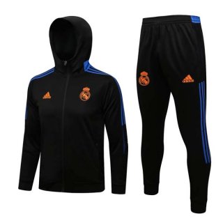 Chandal Con Capucha Real Madrid 2022 Negro Azul Chandal Con Capucha Real Madrid 2022 Negro Azul