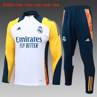 Niños Sudadera De Training Real Madrid 2024-2025 Blanco Amarillo 4 Niños Sudadera De Training Real Madrid 2024-2025 Blanco Amarillo 4