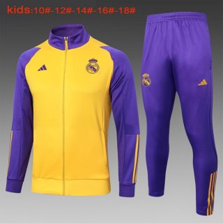 Niños Chandal Real Madrid 2024-2025 Amarillo Purpura 3 Niños Chandal Real Madrid 2024-2025 Amarillo Purpura 3