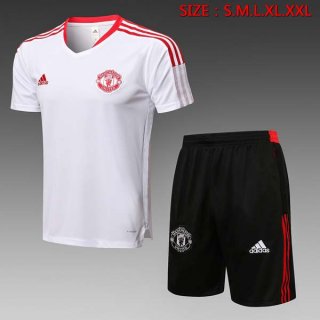 Camiseta Entrenamiento Manchester United Conjunto Completo 2022 Blanco Negro Camiseta Entrenamiento Manchester United Conjunto Completo 2022 Blanco Negro