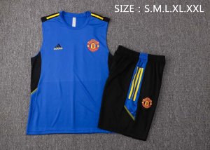 Camiseta Manchester United Sin Mangas Conjunto Completo 2022 Azul